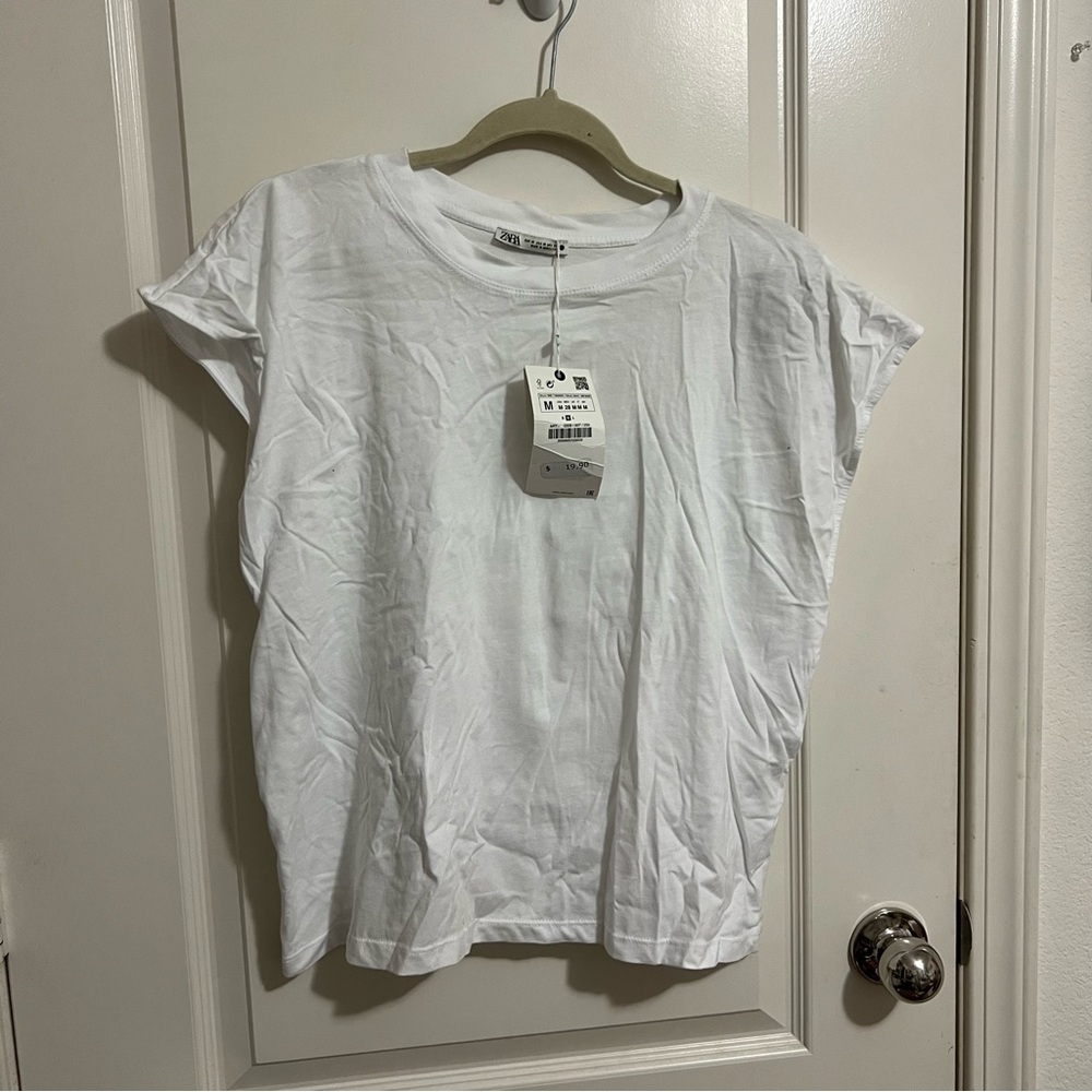 Zara White Casual T-Shirt